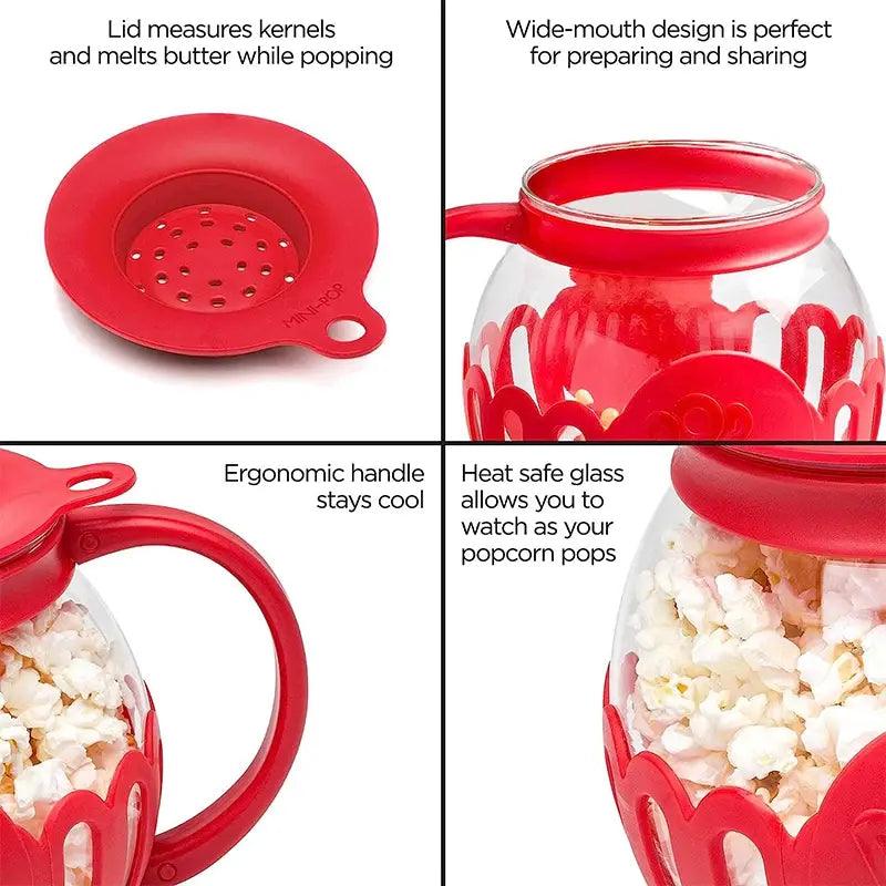 Microwave Glass Popcorn Popper With Silicone Lid - K&L Trending Products