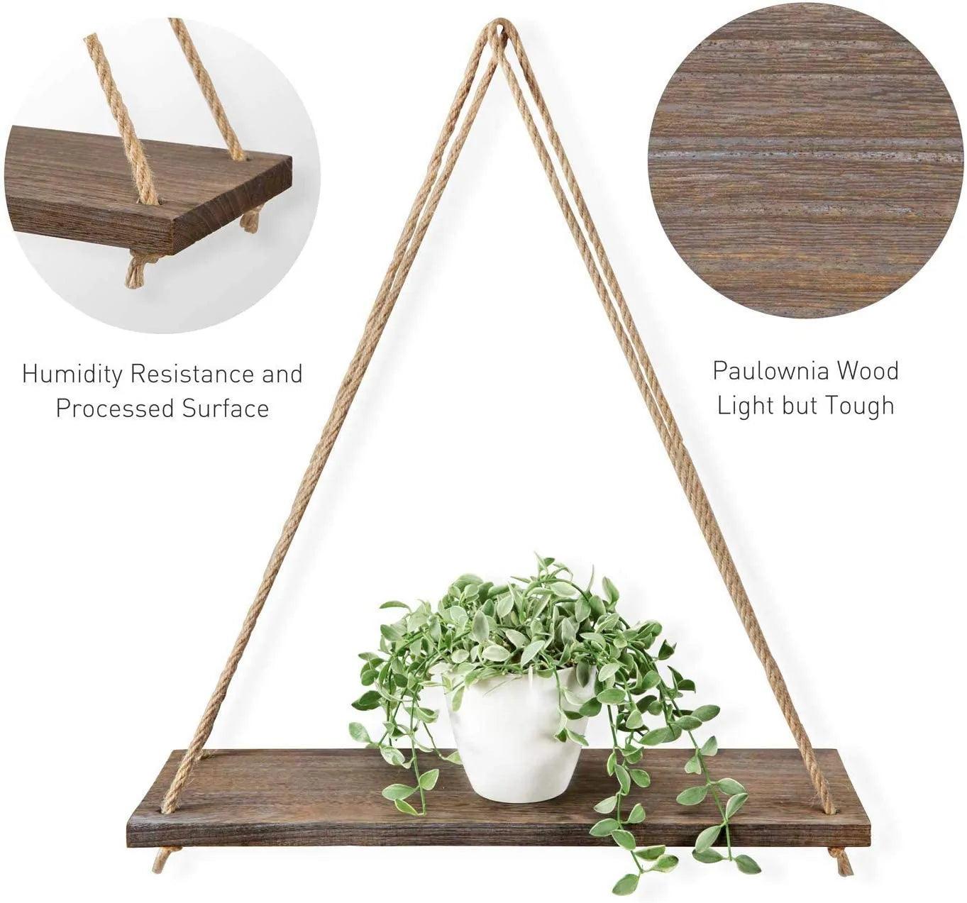 Wooden Rope Swing Shelf - K&L Trending Products