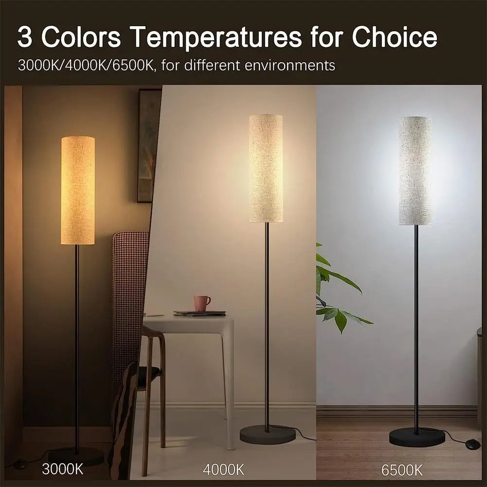 LED Floor Lamp with Linen Lampshade