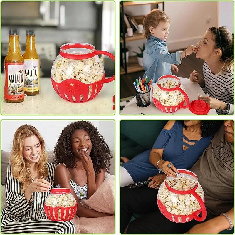 Microwave Glass Popcorn Popper With Silicone Lid - K&L Trending Products