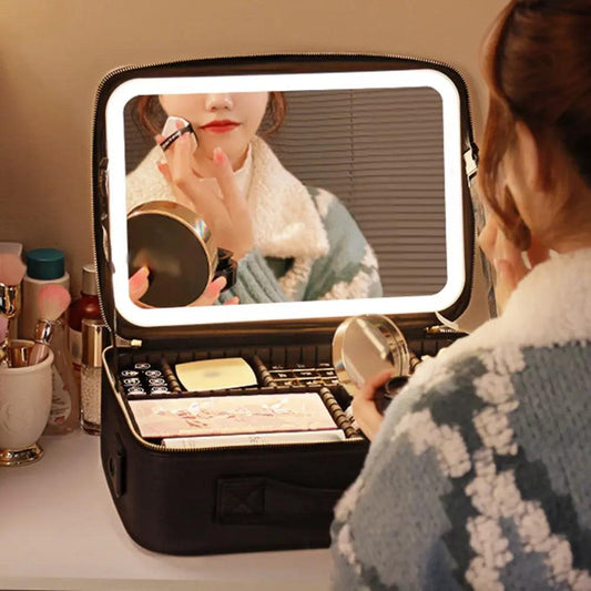 Smart LED Cosmetic Case with Mirror - K&L Trending Products