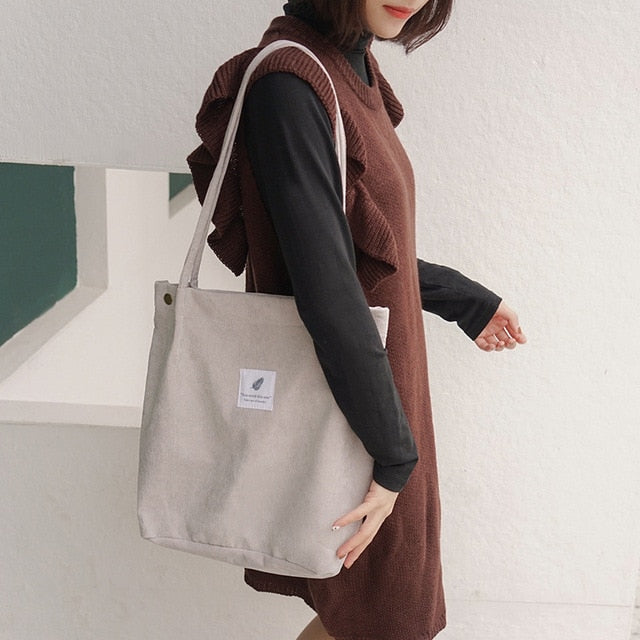 Women Corduroy Canvas Shoulder Bags - K&L Trending Products