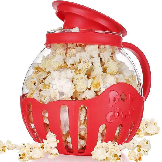Microwave Glass Popcorn Popper With Silicone Lid - K&L Trending Products