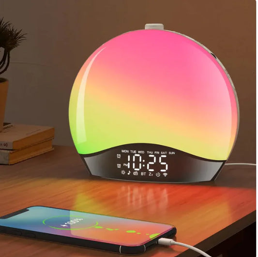 Sunrise Alarm Clock with Bluetooth – Smart Wake-Up Light & Colorful Bedside Lamp