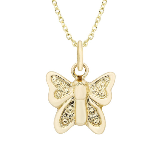 14k Gold Butterfly Charm Necklace 18" - K&L Trending Products