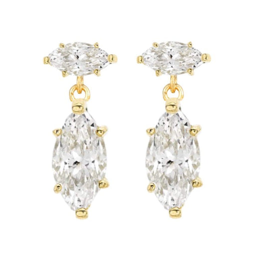 14k Gold Cubic Zirconia Dangle Earrings - K&L Trending Products