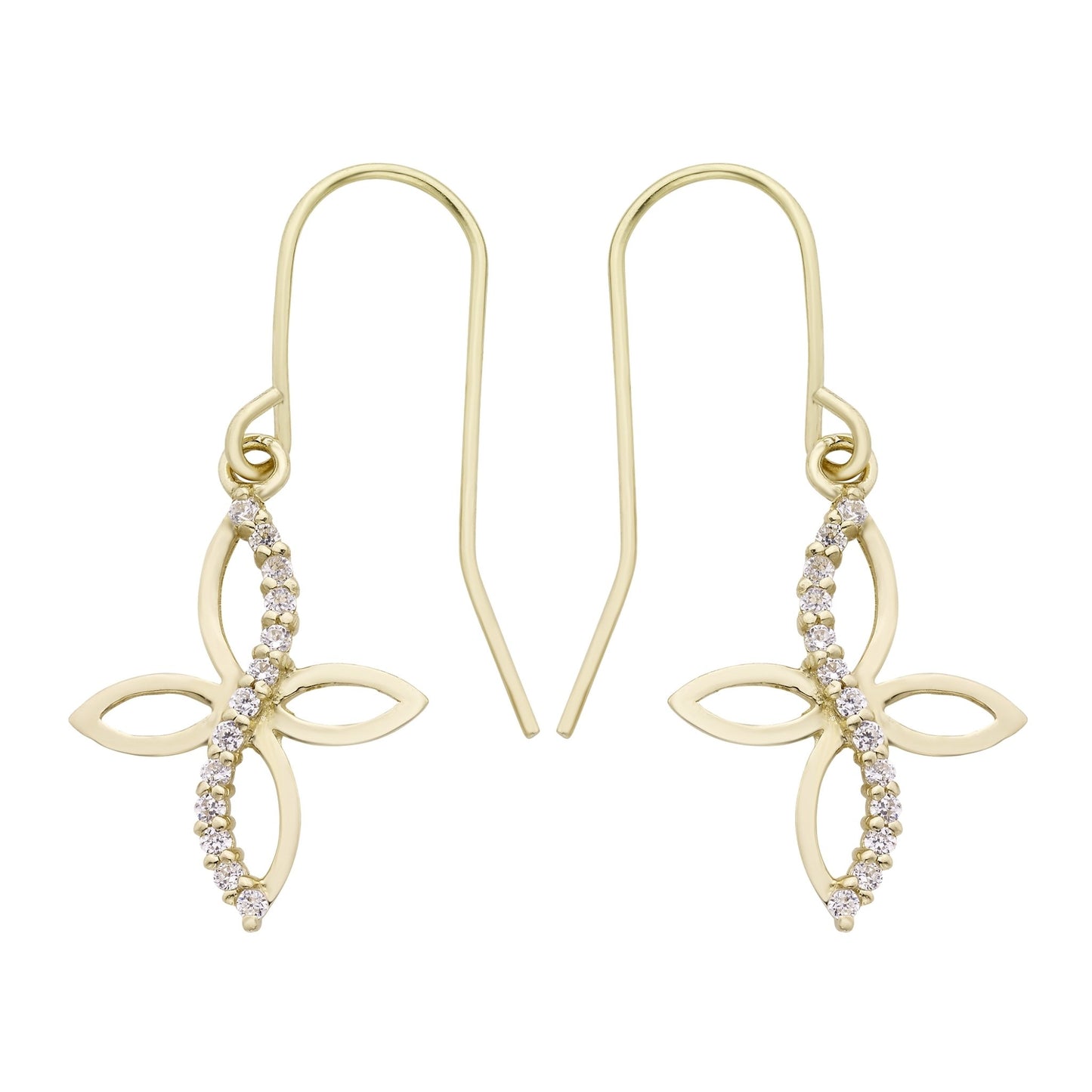 14k Gold Lab-Created White Topaz Cross Drop Earrings - K&L Trending Products