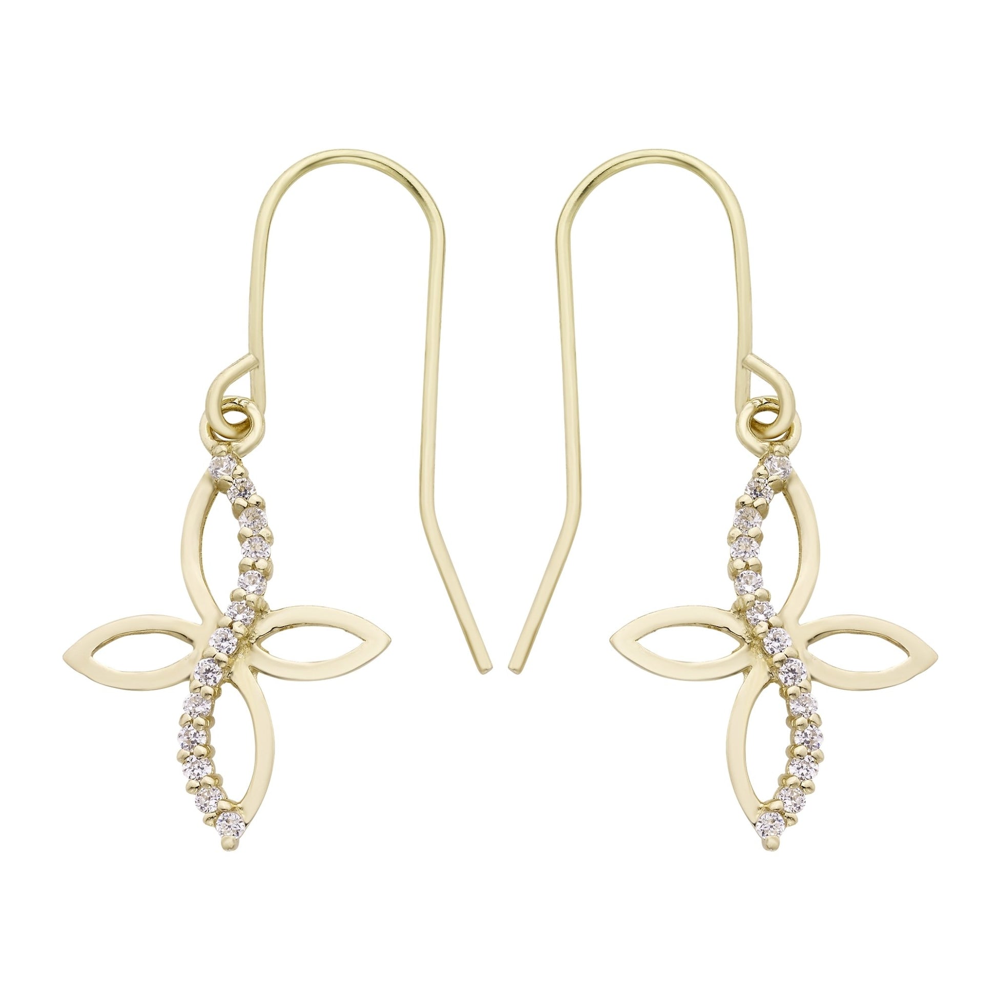 14k Gold Lab-Created White Topaz Cross Drop Earrings - K&L Trending Products