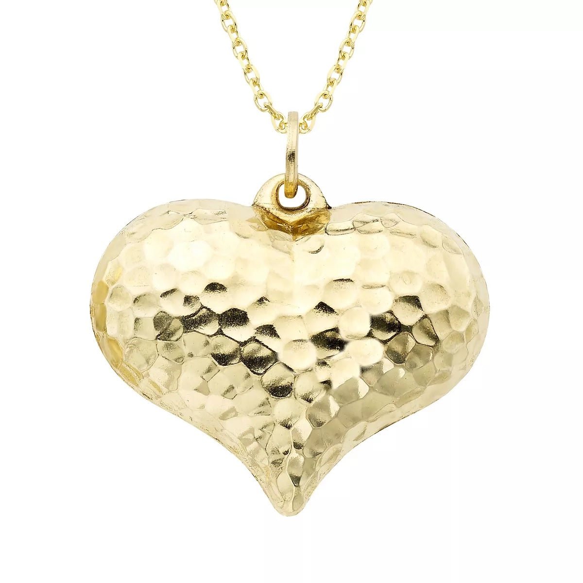 14k Gold Puff Heart Charm Necklace - K&L Trending Products