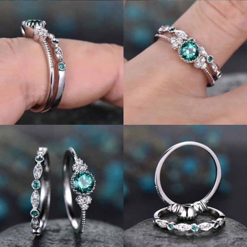 2pcs Silver Cut Stone Ring - K&L Trending Products