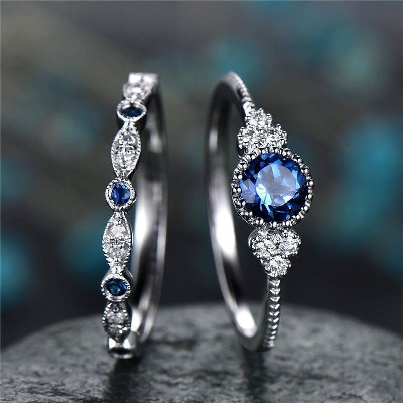 2pcs Silver Cut Stone Ring - K&L Trending Products