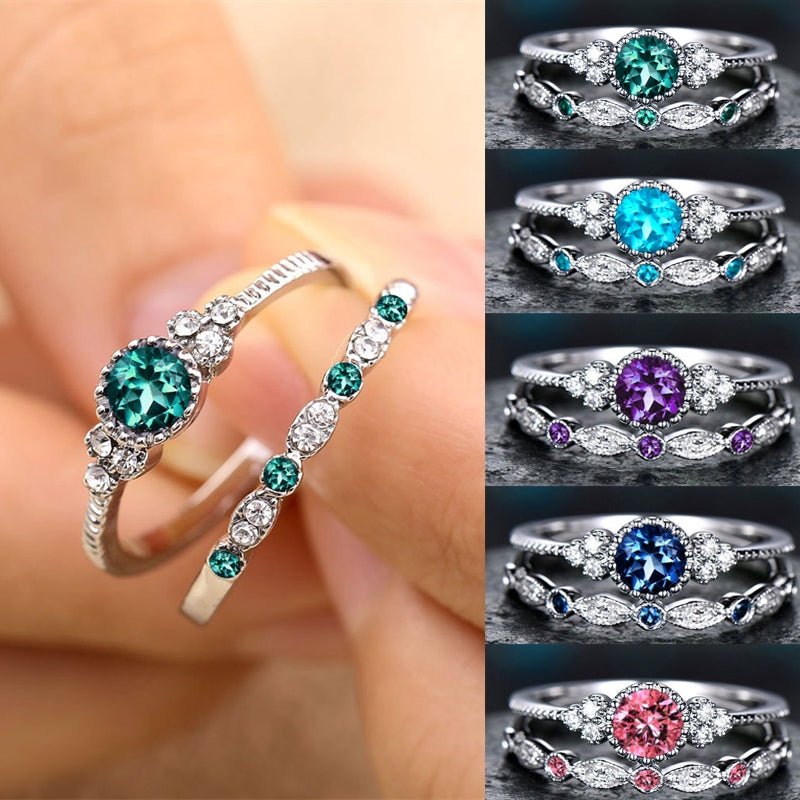 2pcs Silver Cut Stone Ring - K&L Trending Products