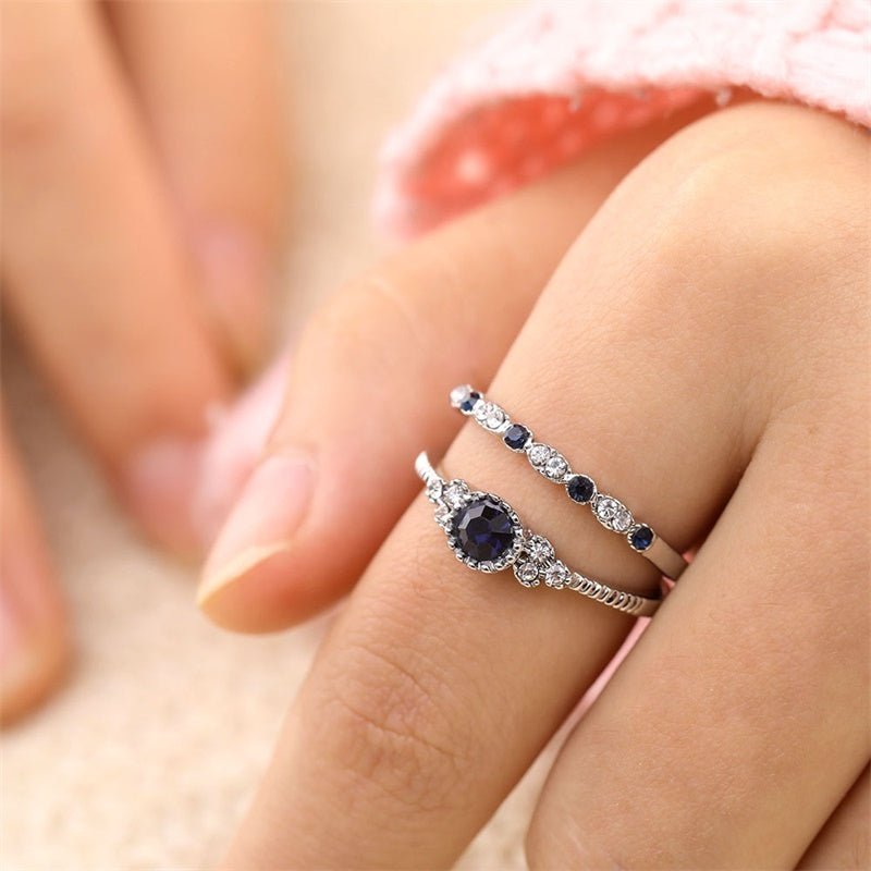 2pcs Silver Cut Stone Ring - K&L Trending Products