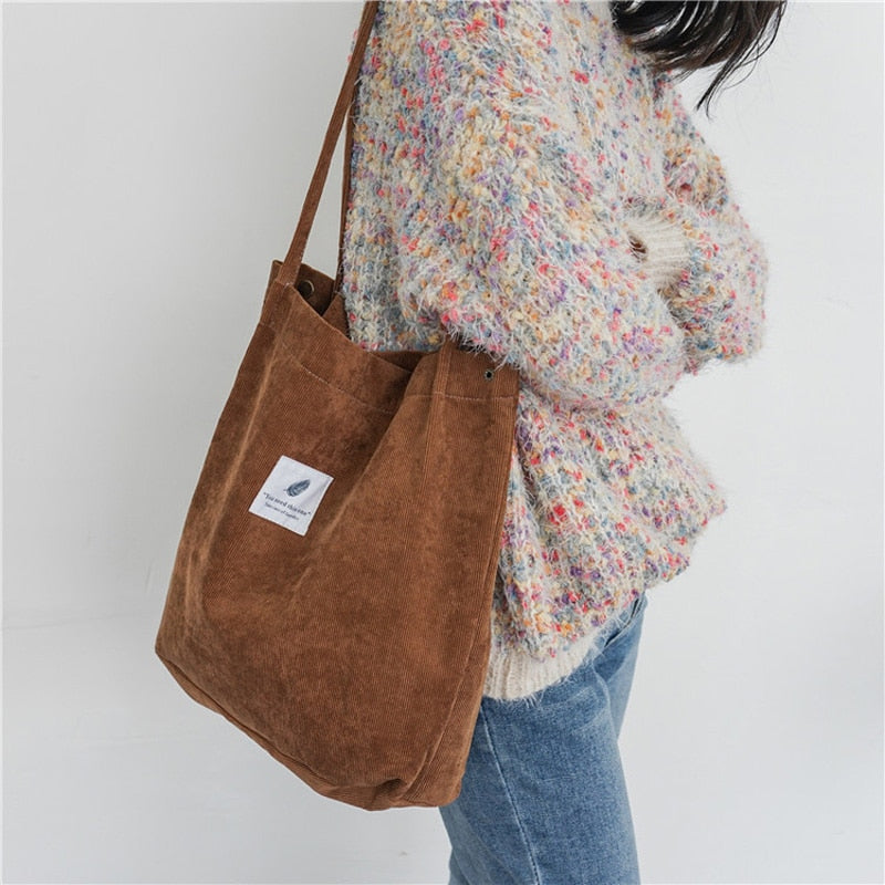 Women Corduroy Canvas Shoulder Bags - K&L Trending Products