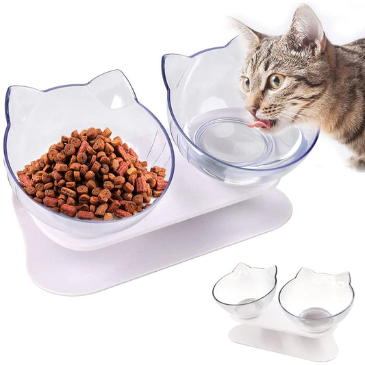 Pet Double Cat Bowl With Raised Stand - K&L Trending Products