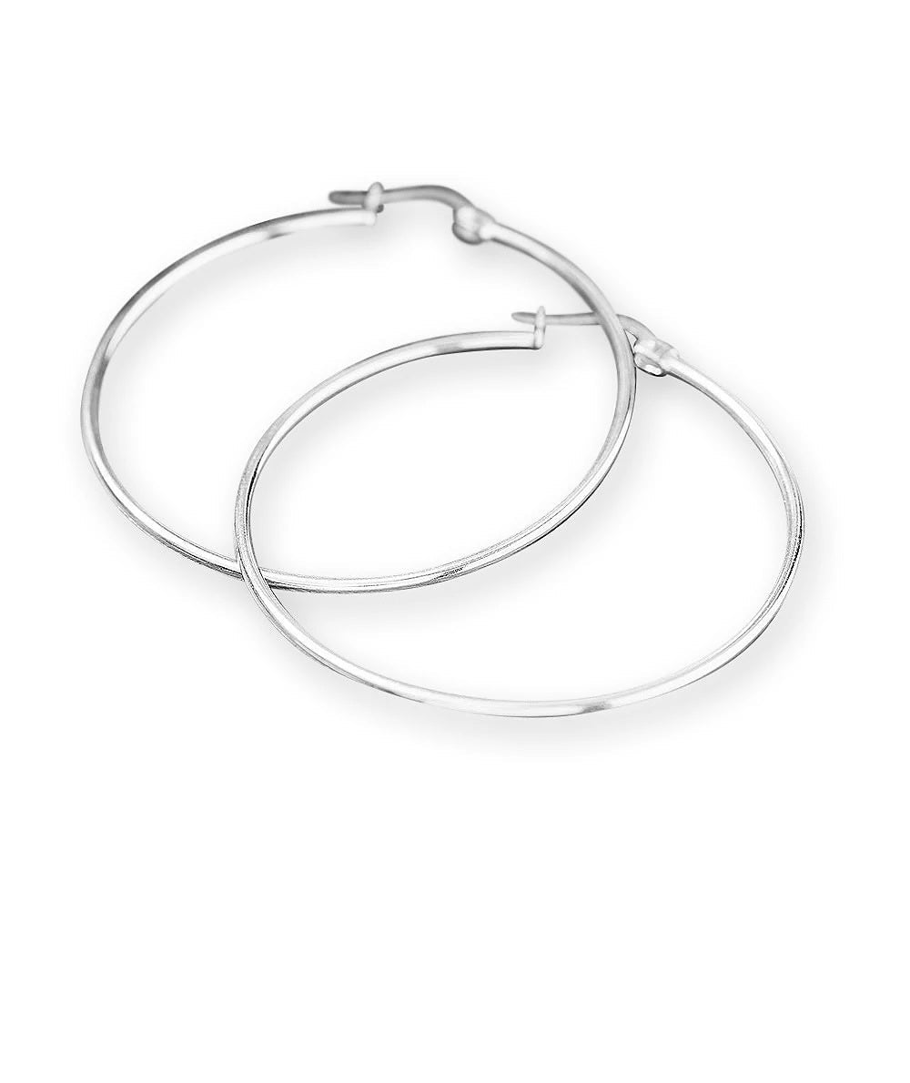 925 Sterling Silver Plain 1.8" Hoop Earrings - K&L Trending Products