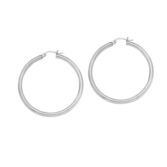 925 Sterling Silver Plain 1.8" Hoop Earrings - K&L Trending Products