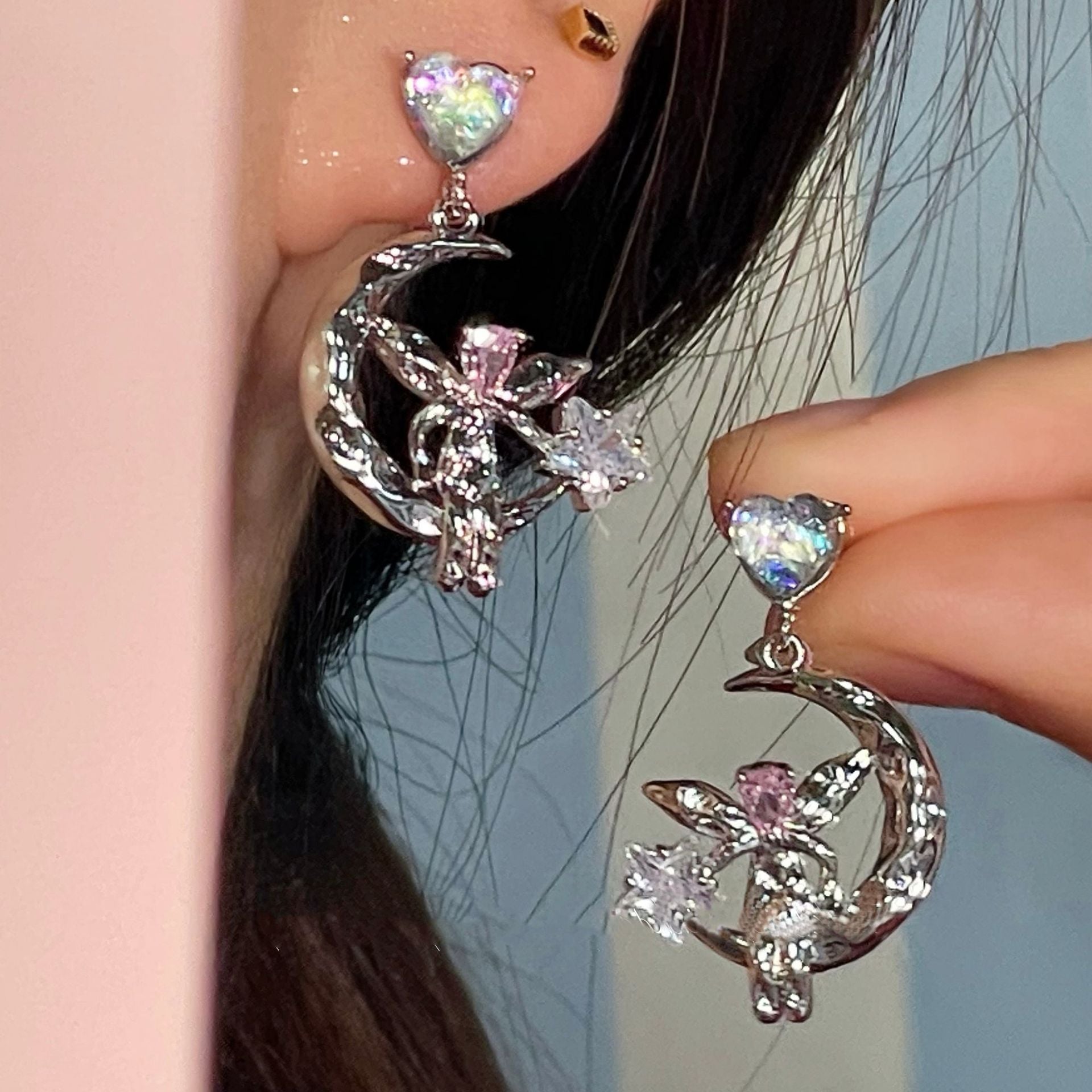 Angel Heart Star Crystal Drop Earrings - K&L Trending Products