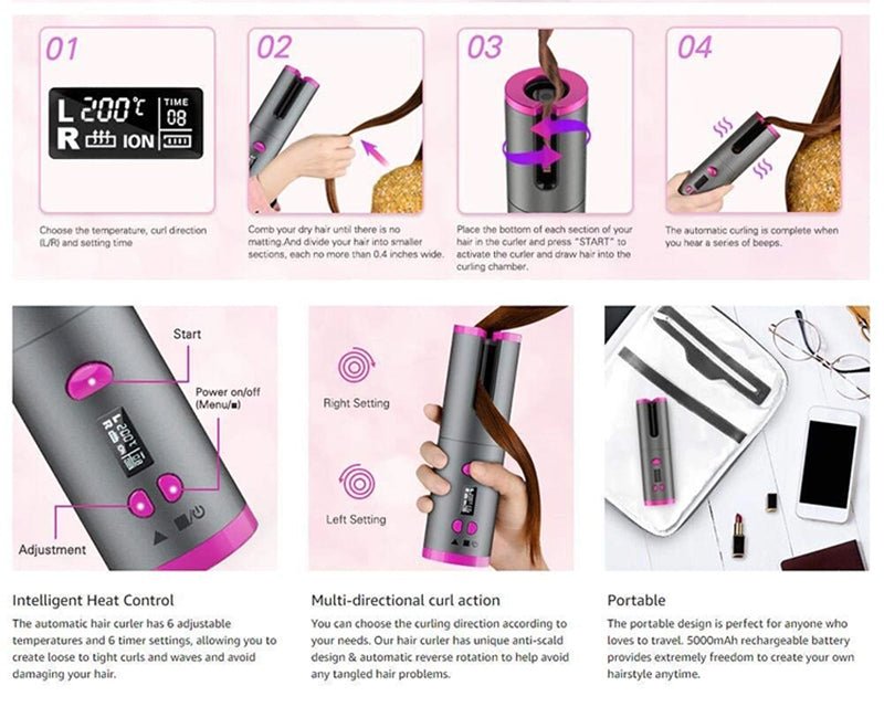 Cordless Rotating Hair Curler - K&L Trending Products