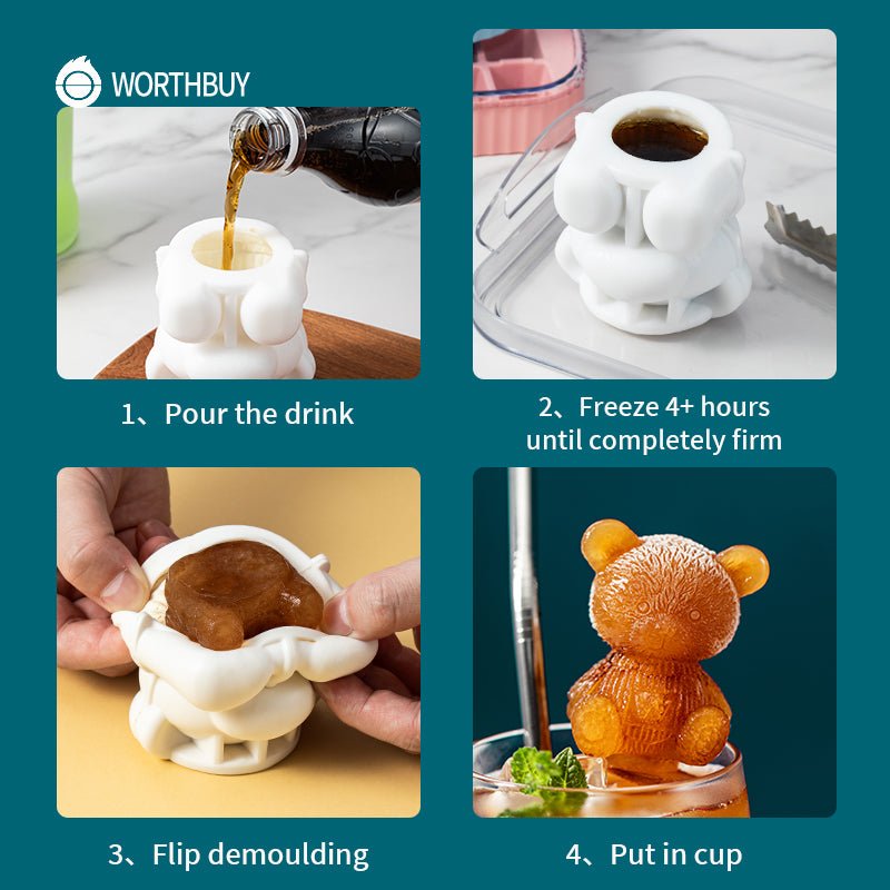 Cute Teddy Bear Silicone Mould Ice Cube Maker - K&L Trending Products