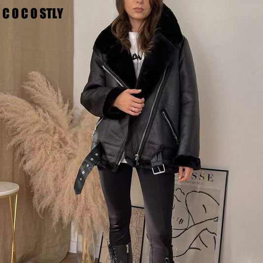 High Quality Woman's Faux Leather Fur Coat - K&L Trending Products