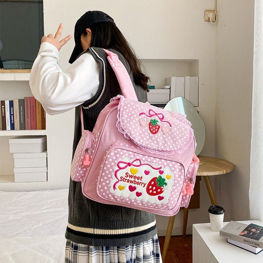 Girl Embroidery Strawberry Backpack - K&L Trending Products