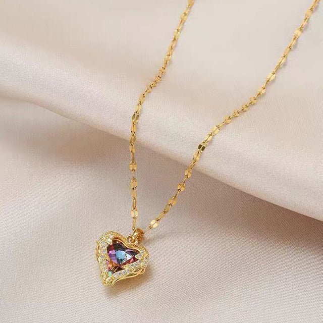 Gold Heart Shaped Opal Necklace - K&L Trending Products