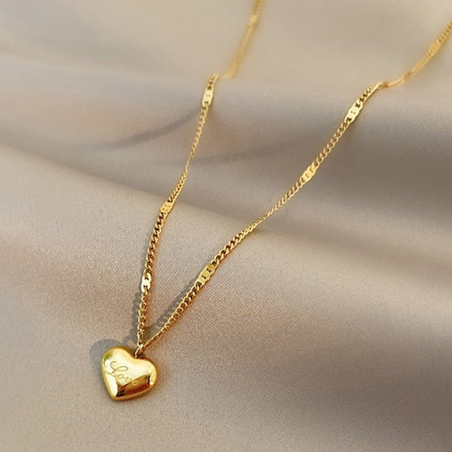 Gold Heart Shaped Opal Necklace - K&L Trending Products