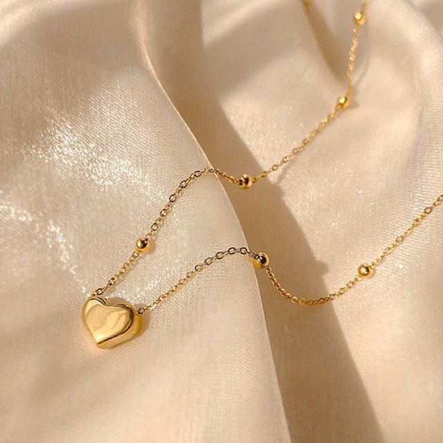 Gold Heart Shaped Opal Necklace - K&L Trending Products