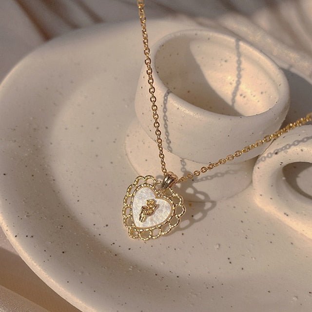 Gold Heart Shaped Opal Necklace - K&L Trending Products