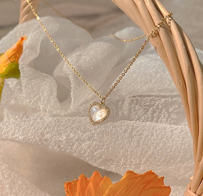 Gold Heart Shaped Opal Necklace - K&L Trending Products