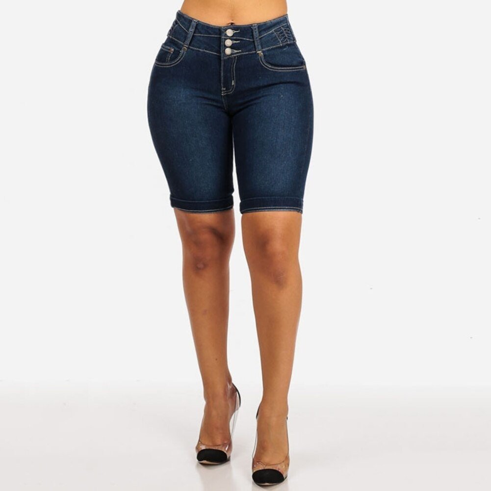 Knee Length Stretch Short Jeans - K&L Trending Products