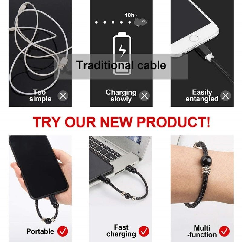 Leather Portable USB Type C and Micro Bracelet Phone Charger - K&L Trending Products