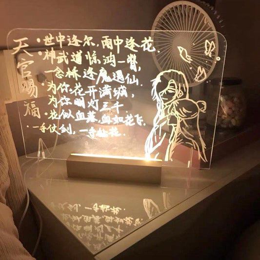 LED Note Board Light With Pen USB Message Board Night Light Creative Acrylic White Lamp For Bedroom Children Girls Friend Gifts - K&L Trending Products