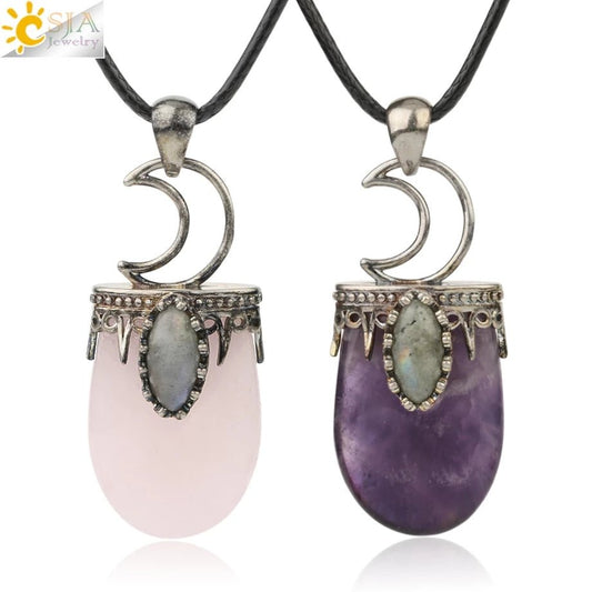 Natural Stone Crystal Antique Pendant Necklace - K&L Trending Products