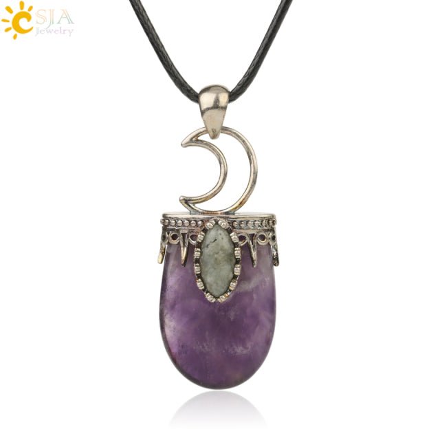 Natural Stone Crystal Antique Pendant Necklace - K&L Trending Products