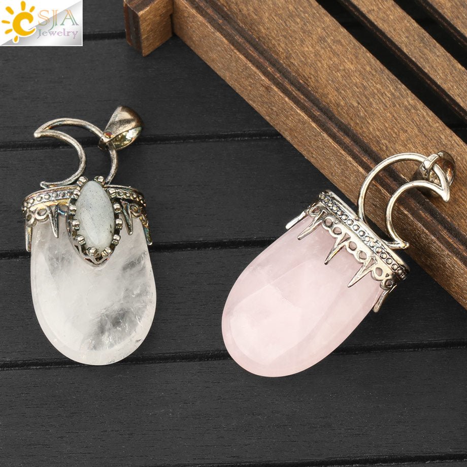 Natural Stone Crystal Antique Pendant Necklace - K&L Trending Products