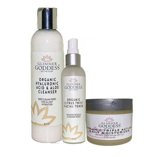 Organic 3 Step Anti-Aging Starter Kit - Cleanse, Tone & Moisturize - K&L Trending Products