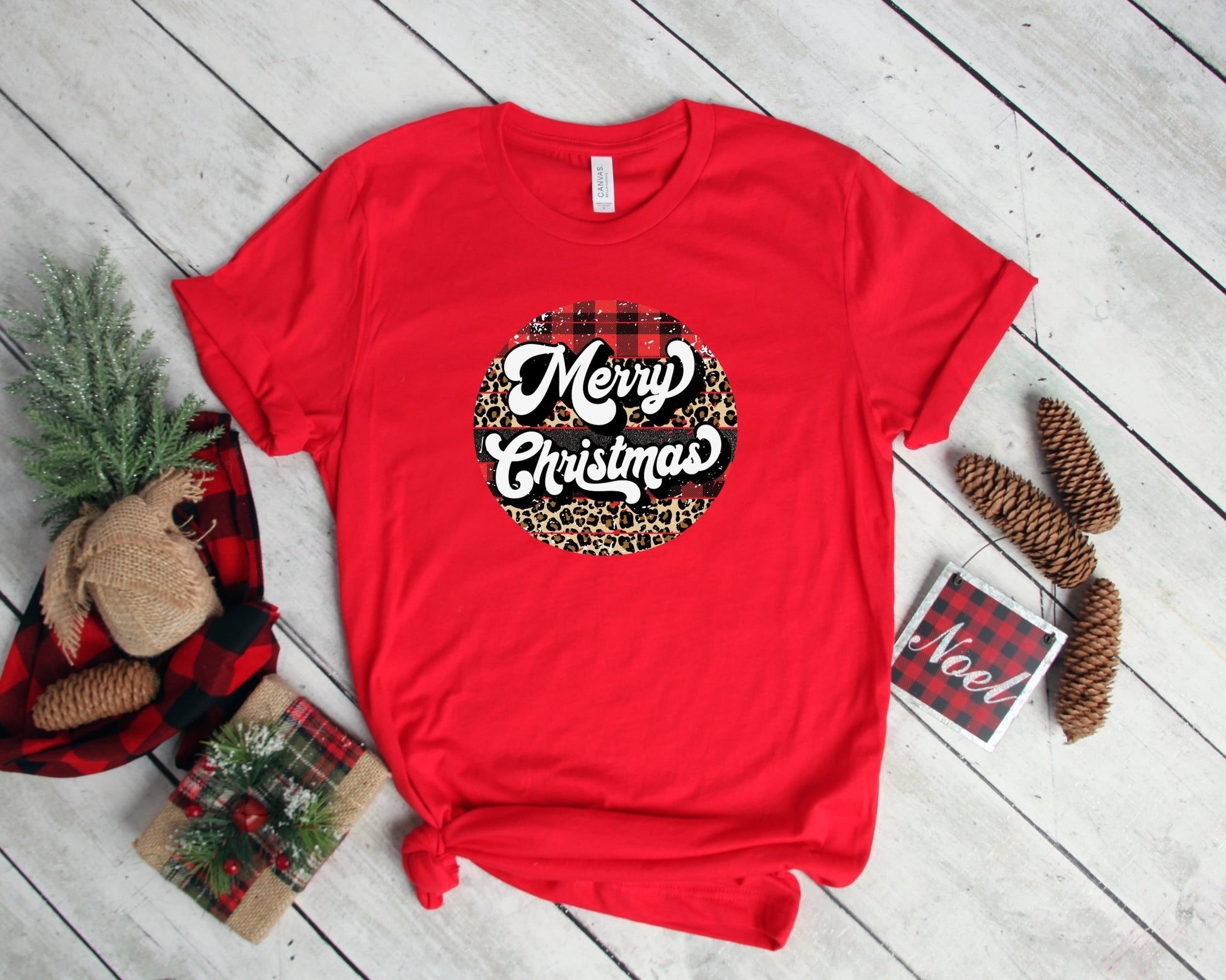 Retro Merry Christmas Shirt, Buffalo Plaid Christmas Shirt - K&L Trending Products