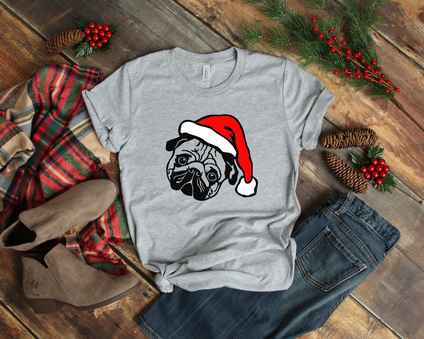 Santa Pug Shirt, Pug Christmas Shirt, Dog Lover Shirt - K&L Trending Products