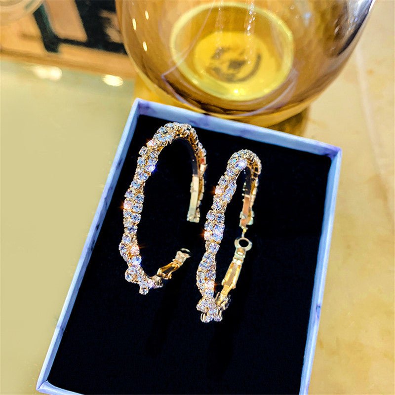 Shiny Screw Crystal Round Hoop Earrings - K&L Trending Products