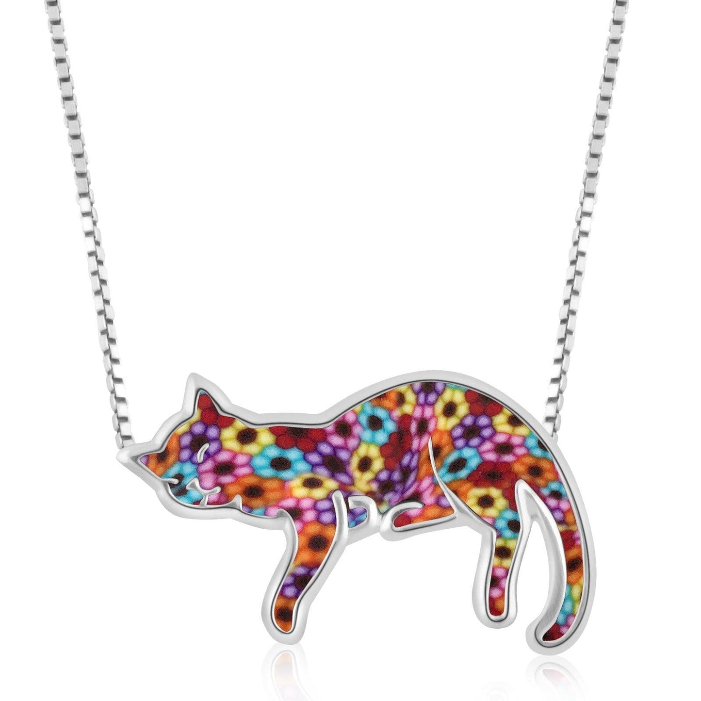 Silver Cat Necklace Pet Lovers Gift - K&L Trending Products