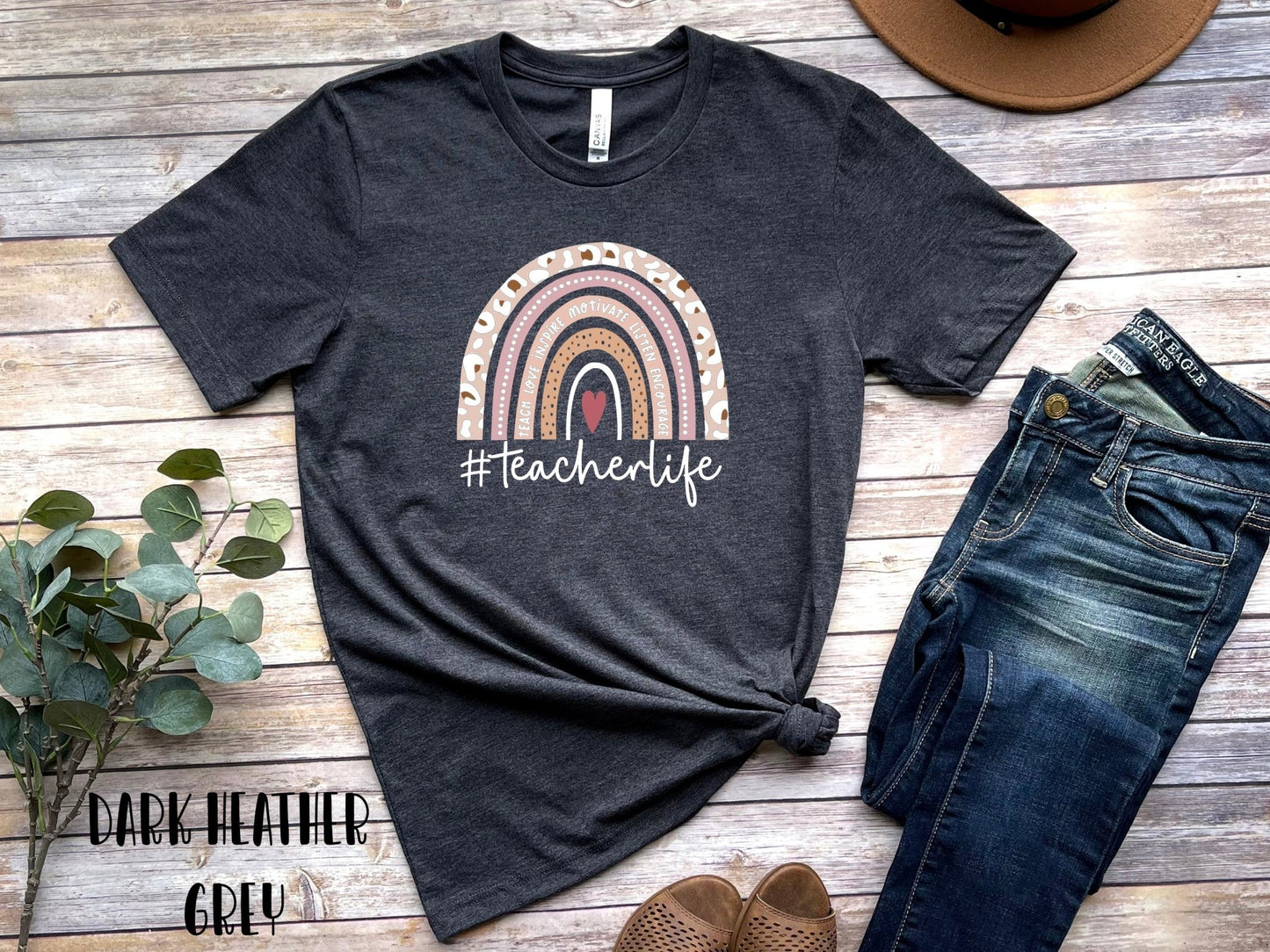 Teach Love Inspire Leopard Rainbow Shirt, Teacher Life Shirt - K&L Trending Products