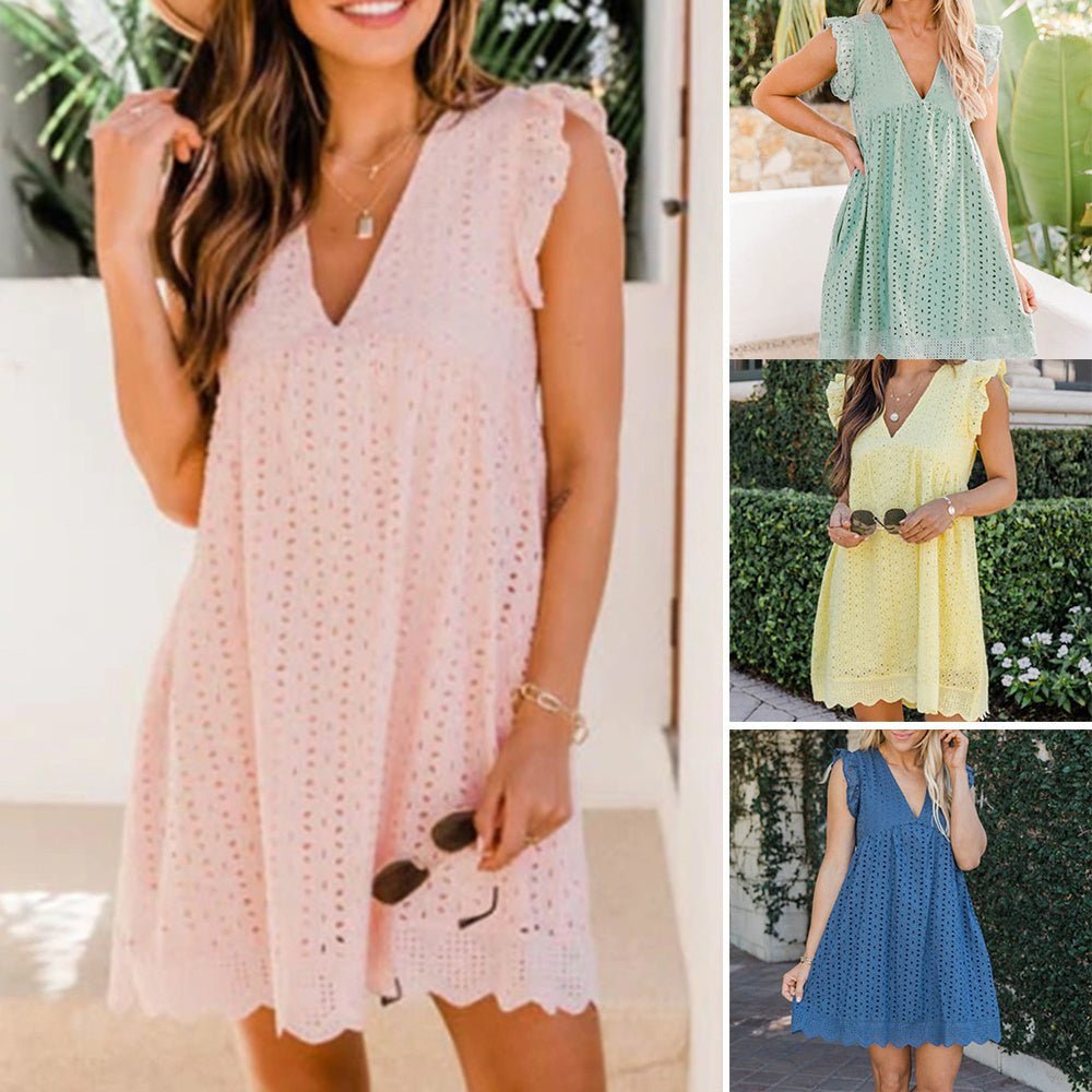 V-neck Cotton Dress - K&L Trending Products