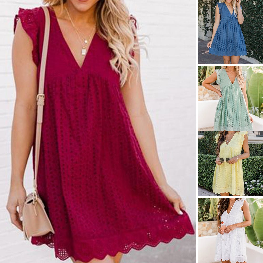 V-neck Cotton Dress - K&L Trending Products