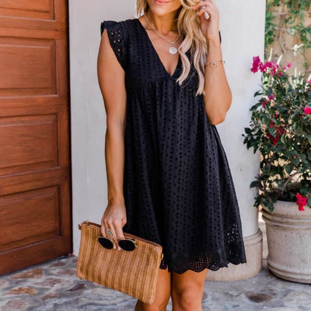 V-neck Cotton Dress - K&L Trending Products