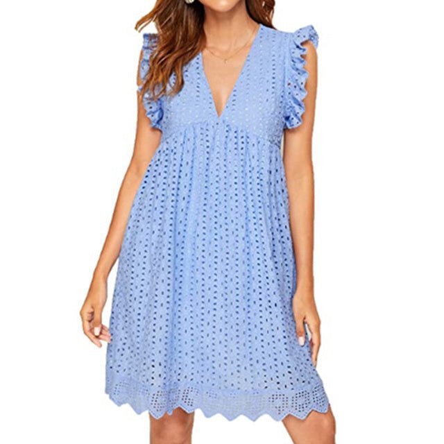 V-neck Cotton Dress - K&L Trending Products