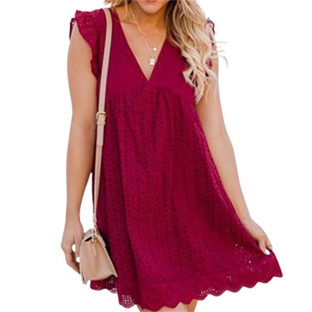 V-neck Cotton Dress - K&L Trending Products